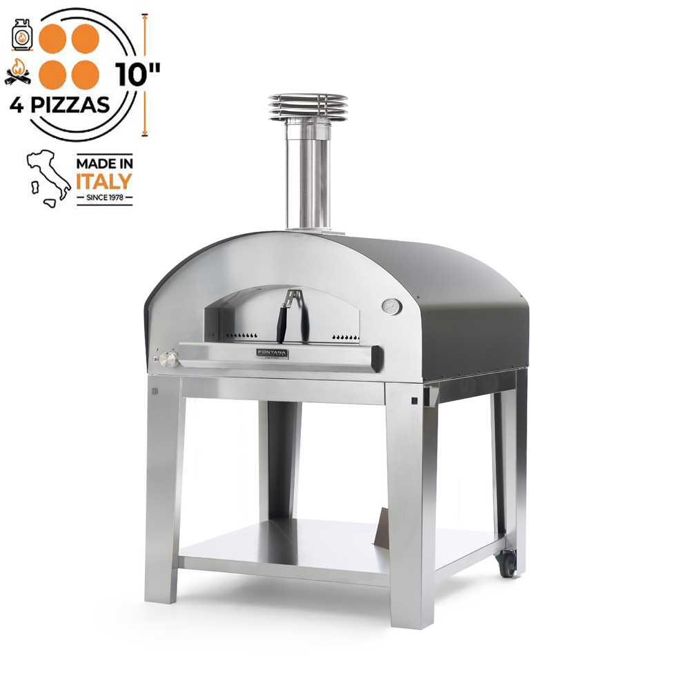 Fontana Forni - Marinara Gas & Wood (Dual Fuel) Pizza Oven With Trolley