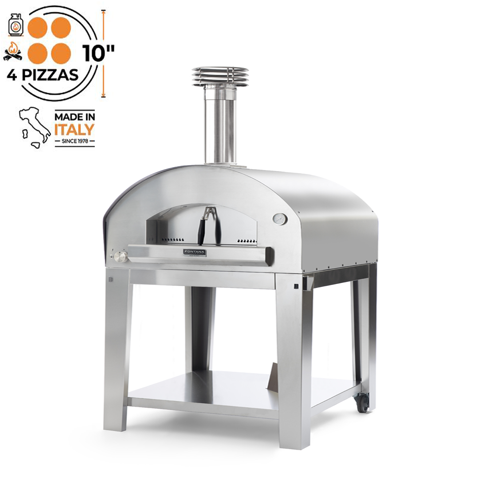 Fontana Forni - Marinara Gas & Wood (Dual Fuel) Pizza Oven With Trolley